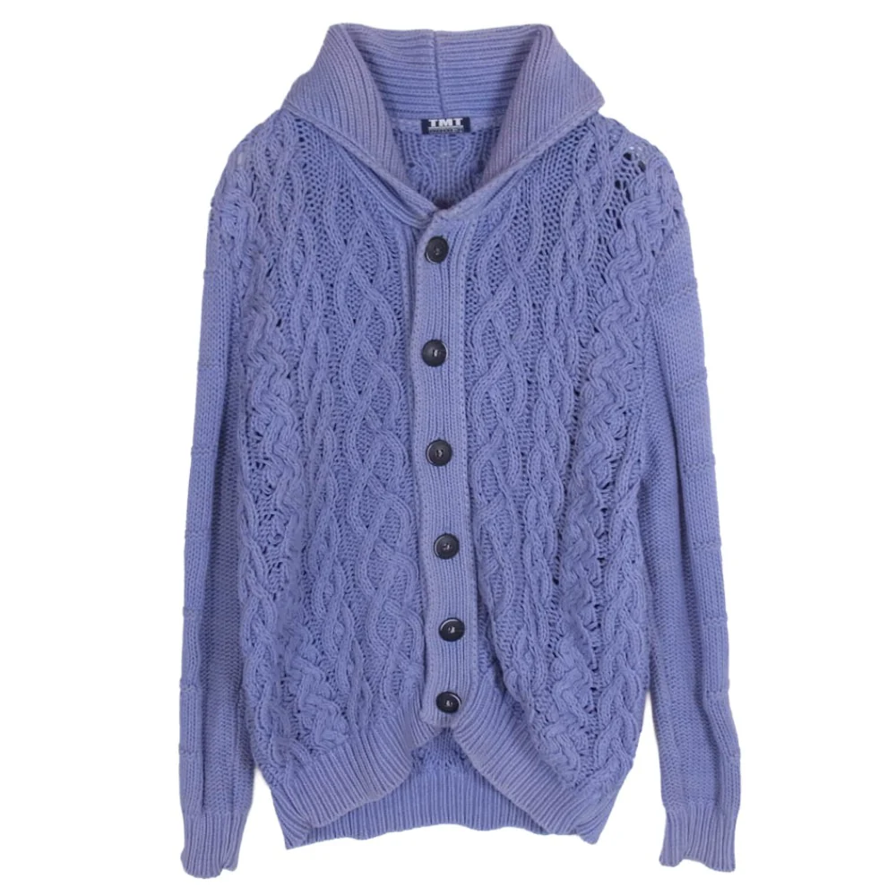 TMT ティーエムティー TKN-F1501 WASHED INDIGO CABLE CARDIGAN ウォッシュド インディゴ ケーブル カーディガン パープル系 M【中古】