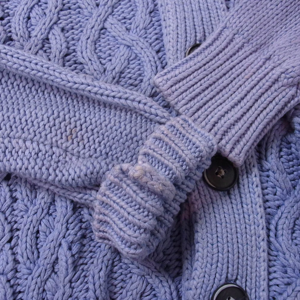 TMT ティーエムティー TKN-F1501 WASHED INDIGO CABLE CARDIGAN ウォッシュド インディゴ ケーブル カーディガン パープル系 M【中古】 - Image 5