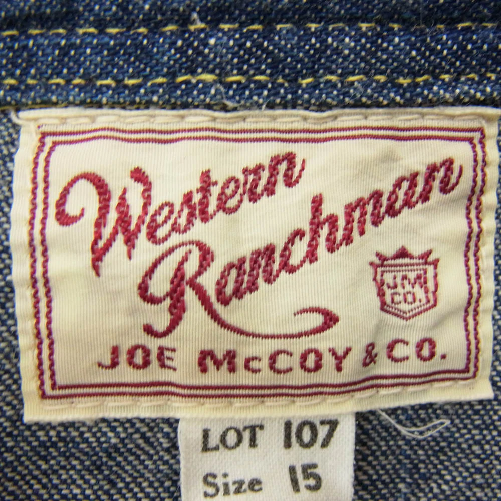 The REAL McCOY'S ザリアルマッコイズ joe mccoy western ranchman Lot107 ジョーマッコイ ウエスタン デニムシャツ インディゴブルー系 15【中古】 - Image 5