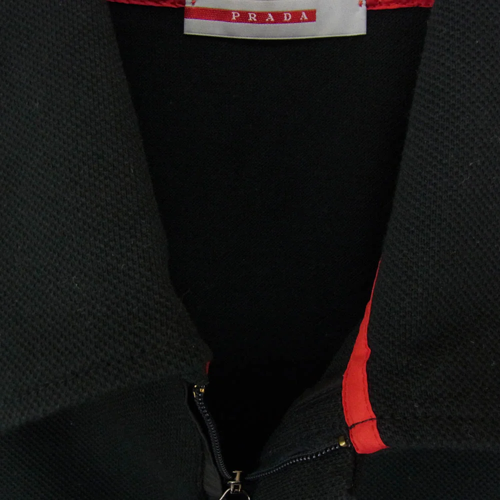PRADA SPORTS プラダスポーツ ジップポケット ラバーロゴ 半袖 ポロシャツ ブラック系 L【中古】 - Image 3