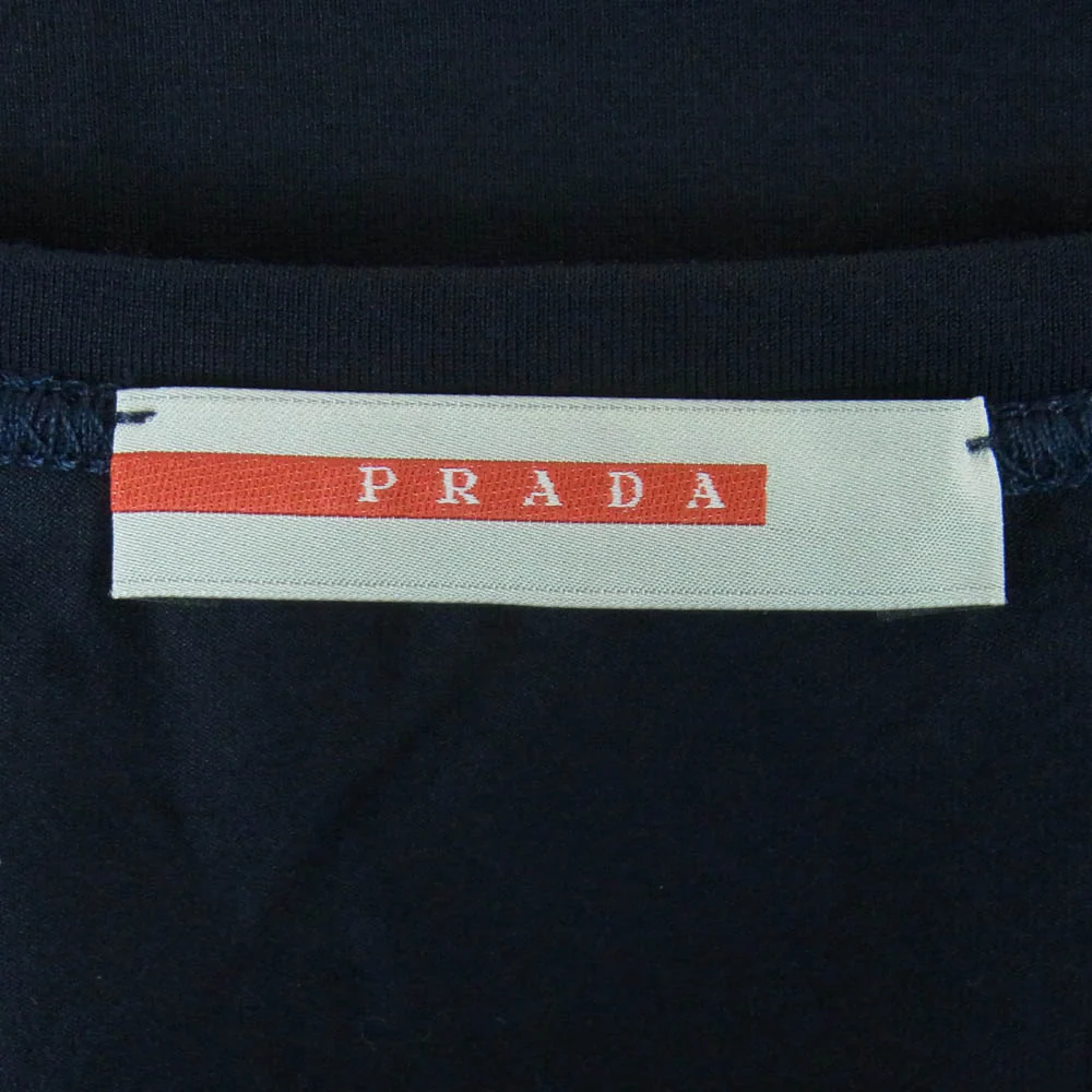 PRADA SPORTS プラダスポーツ バックジップポケット ラバーロゴ 半袖 Tシャツ ポルトガル製 ダークネイビー系 M【中古】 - Image 4