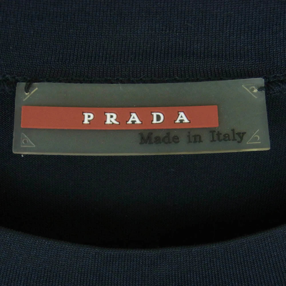 PRADA SPORTS プラダスポーツ バックジップポケット ラバーロゴ ストレッチ 半袖 Tシャツ ブラック系 M【中古】 - Image 4