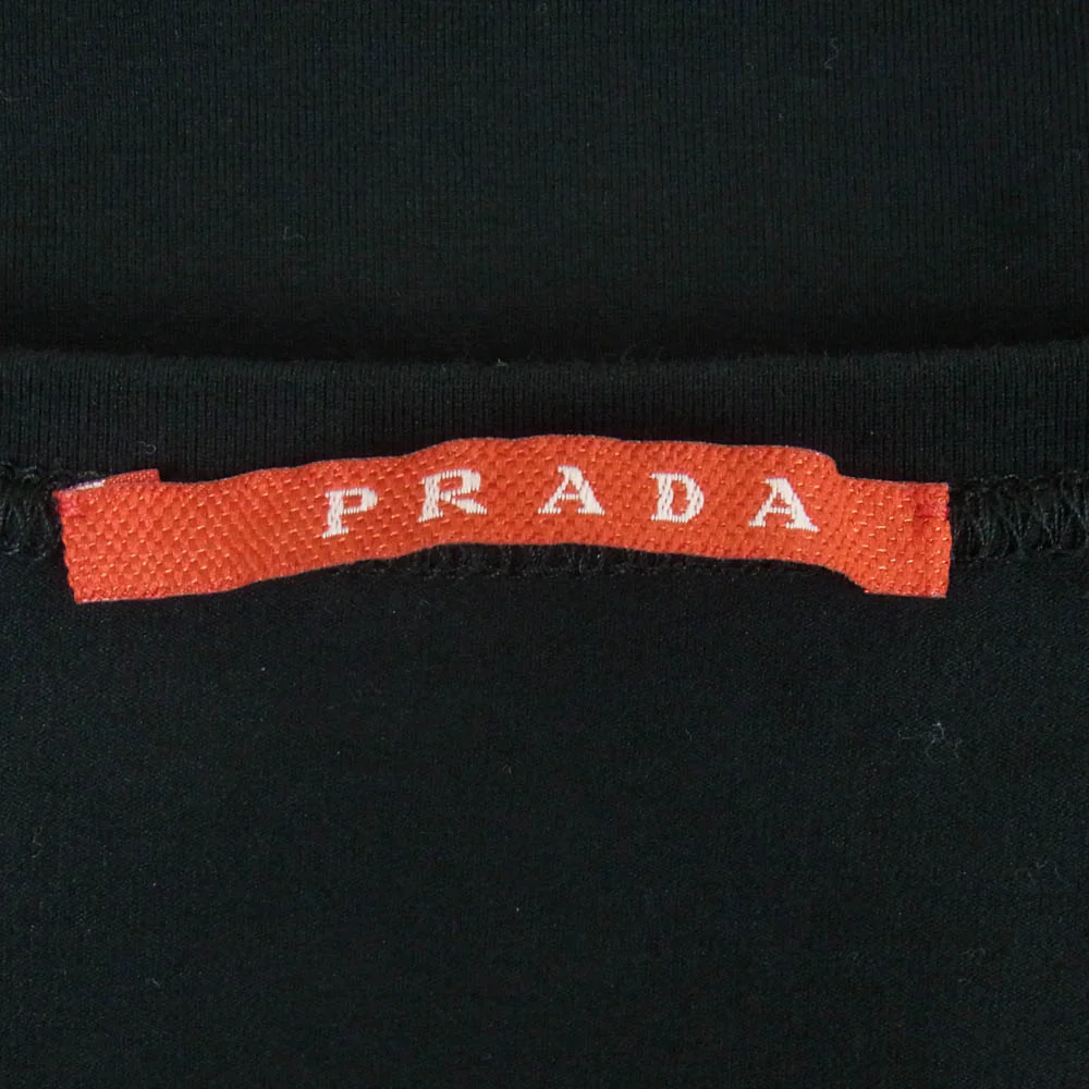 PRADA SPORTS プラダスポーツ バックジップポケット ラバーロゴ 半袖 Tシャツ ポルトガル製 ブラック系 L【中古】 - Image 4