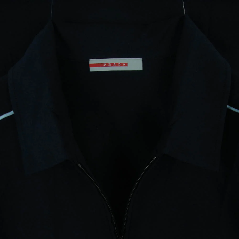 PRADA SPORTS プラダスポーツ 00s パイピング ハーフジップ 半袖 ポロシャツ ポルトガル製 ダークネイビー系 L【中古】 - Image 3