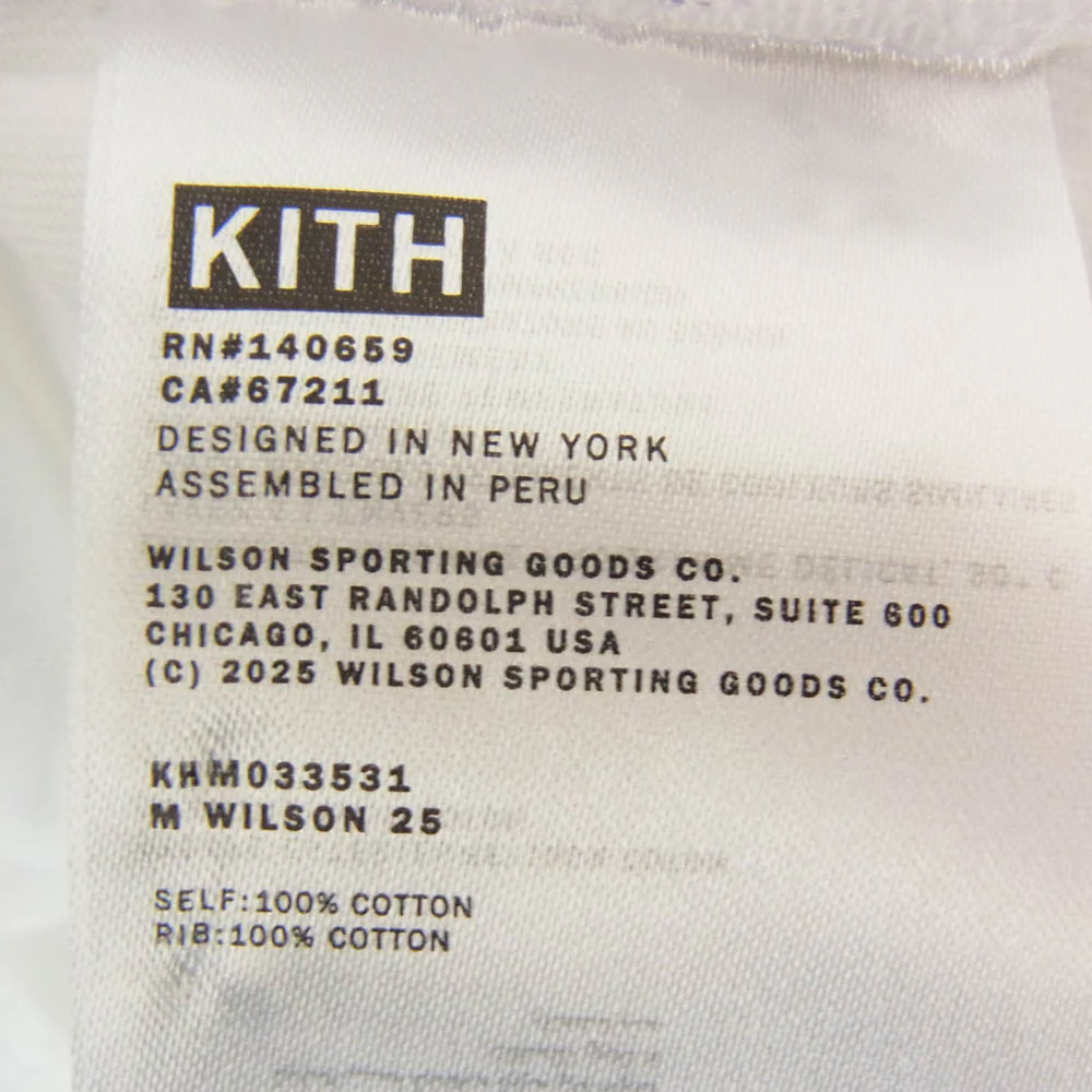 KITH キス 25SS KHM033531-101 × Wilson ウィルソン Quiet Please Tee クワイエットプリーズ ロゴプリント Tシャツ 半袖カットソー ホワイト系 M【新古品】【未使用】【中古】 - Image 6