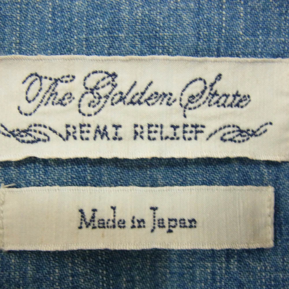 REMI RELIEF レミレリーフ スカル フラワー パッチワーク ウェスタン デニム 長袖 シャツ インディゴブルー系 M【中古】 - Image 5