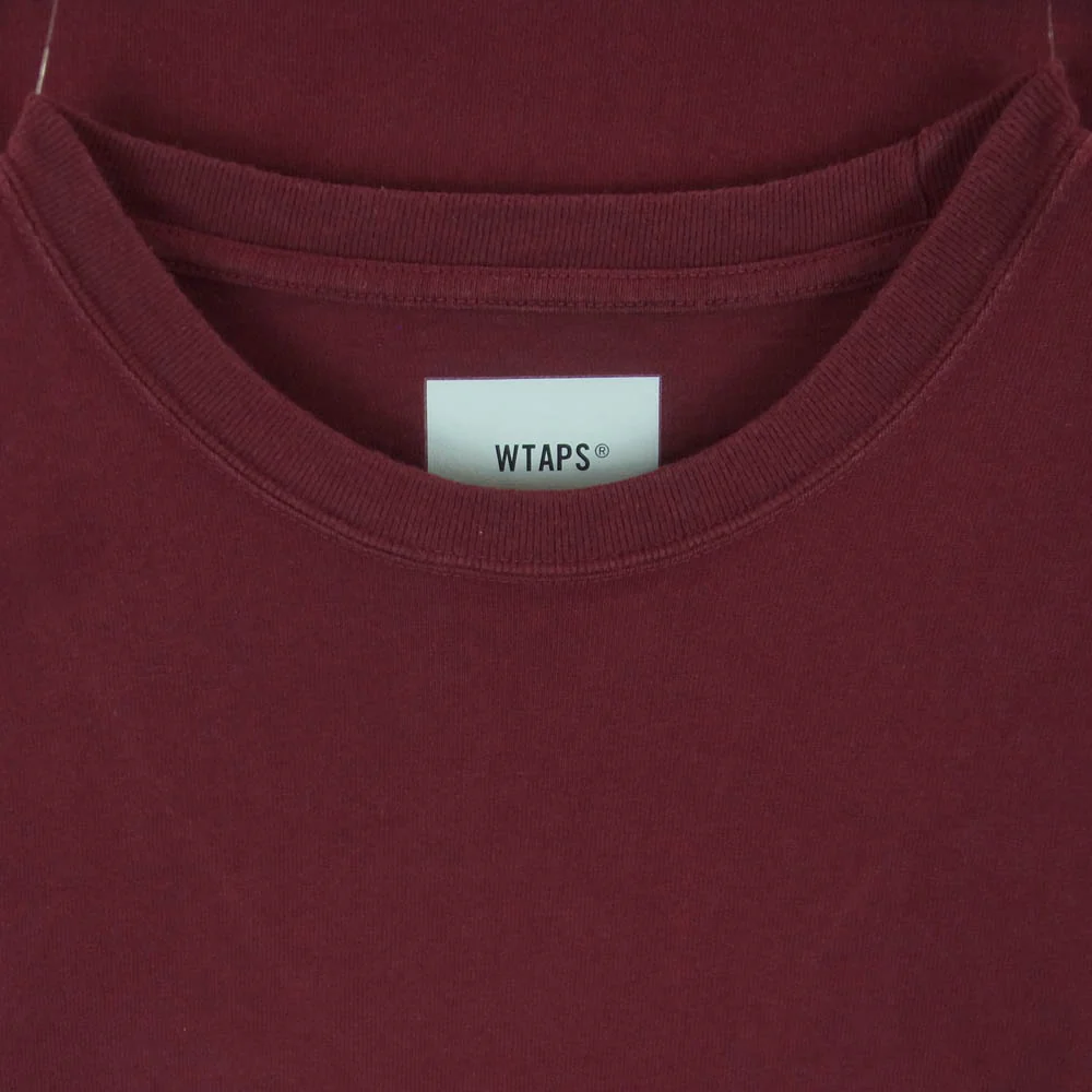 WTAPS ダブルタップス 23AW 232ATDT-CSM05 OBJ LS COTTON CONTAINING オブジェ ロングスリーブ コットン コンテイニング バックロゴ Tシャツ 長袖 カットソー ボルドー系 03【中古】 - Image 3