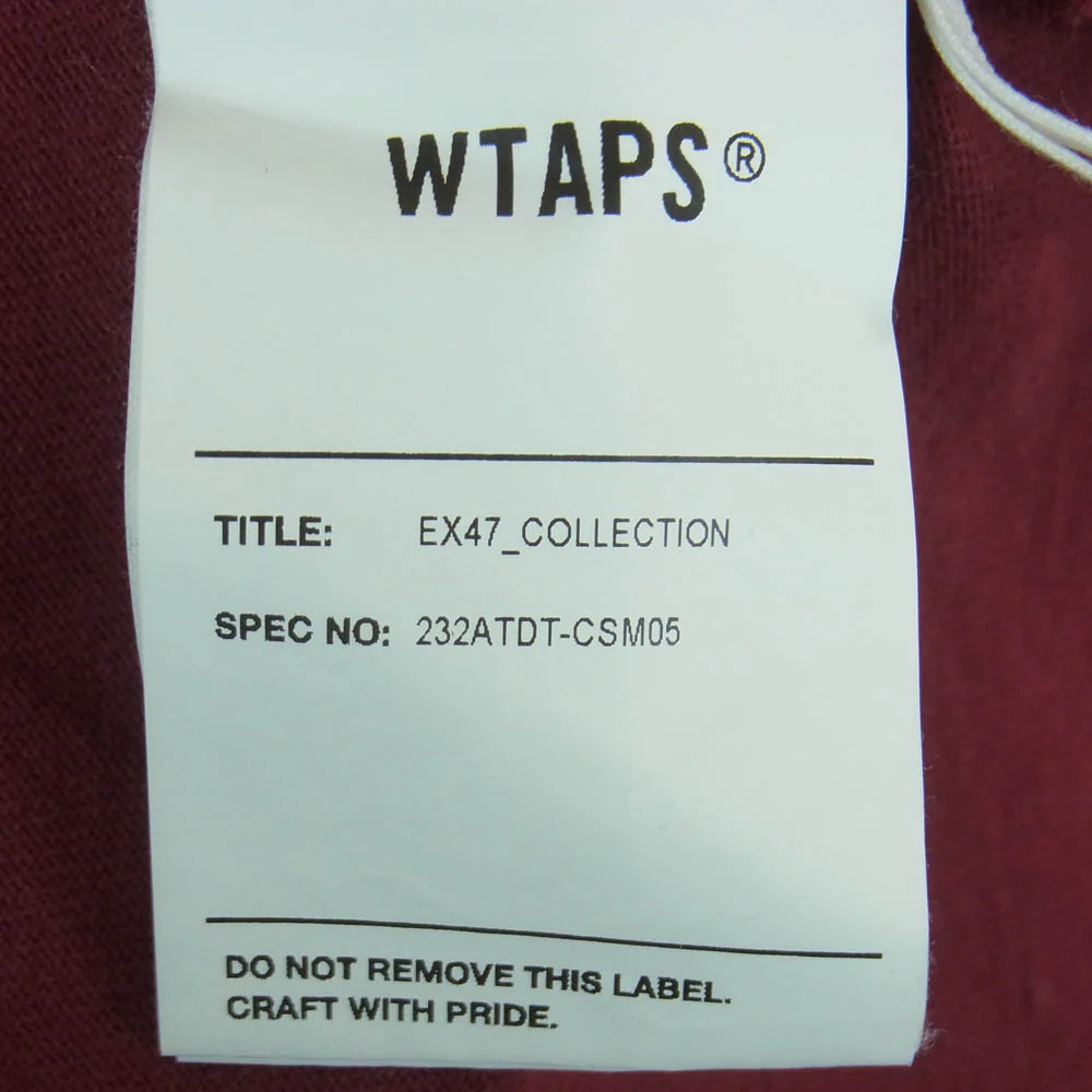 WTAPS ダブルタップス 23AW 232ATDT-CSM05 OBJ LS COTTON CONTAINING オブジェ ロングスリーブ コットン コンテイニング バックロゴ Tシャツ 長袖 カットソー ボルドー系 03【中古】 - Image 6