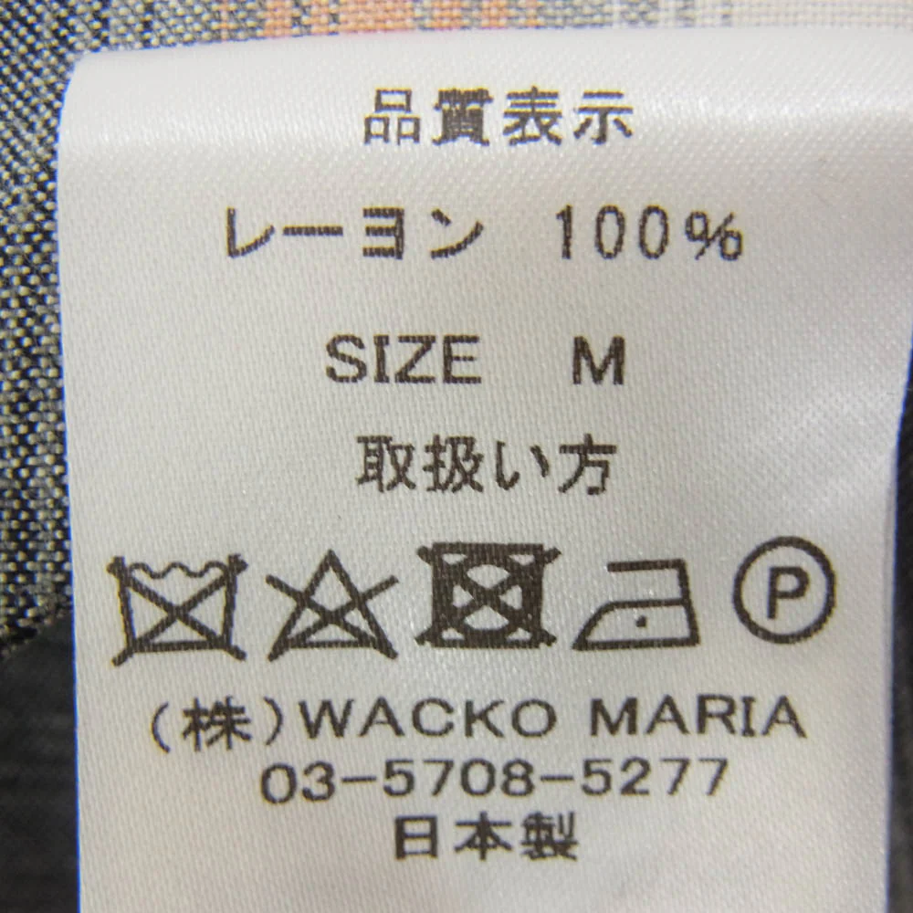 WACKO MARIA ワコマリア レーヨン100% 開襟 オンブレチェック 長袖シャツ オレンジ系 M【中古】 - Image 6