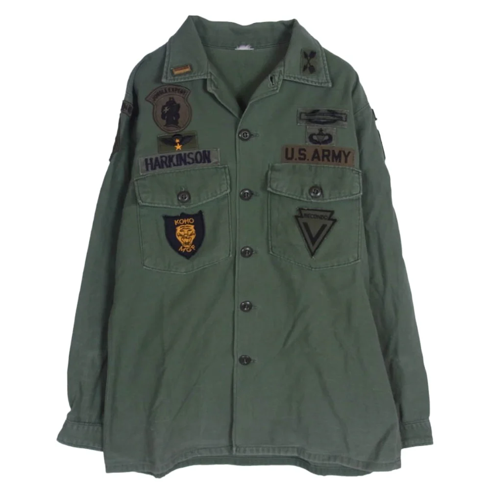 ユーエスアーミー Vintage ヴィンテージ 60s コットンサテン ユーティリティ 長袖 シャツ モスグリーン系 不明【中古】