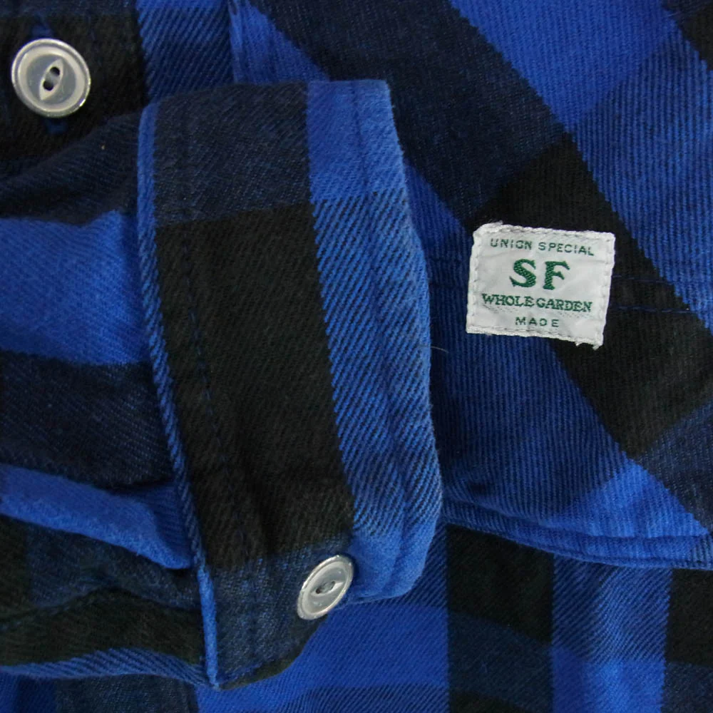 SASAFRAS ササフラス GARDENER HALF ガーデナーハーフ バッファローチェック シャツ ジャケット ブルー系 S【中古】 - Image 4