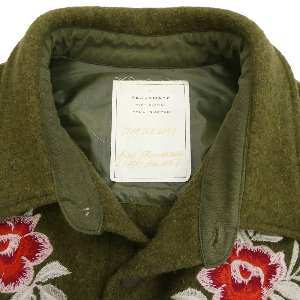 READY MADE レディメイド OVERSIZE SHIRT オーバーサイズ ブランケット シャツ ジャケット モスグリーン系 マルチカラー系 2【中古】 - Image 3