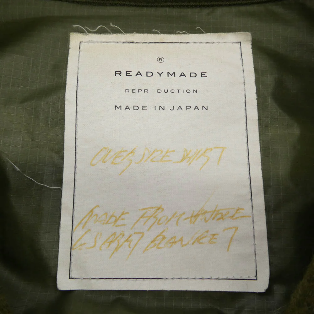 READY MADE レディメイド OVERSIZE SHIRT オーバーサイズ ブランケット シャツ ジャケット モスグリーン系 マルチカラー系 2【中古】 - Image 6