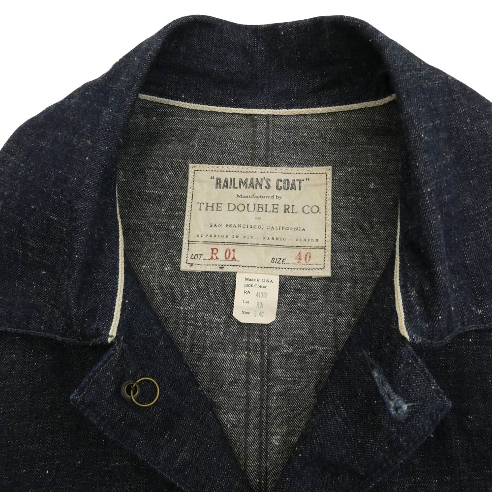 RRL ダブルアールエル USA製 DENIM RAILMAN'S RAILMAN COAT デニム レイルマンズコート カバーオール ジャケット インディゴブルー系 40【美品】【中古】 - Image 3