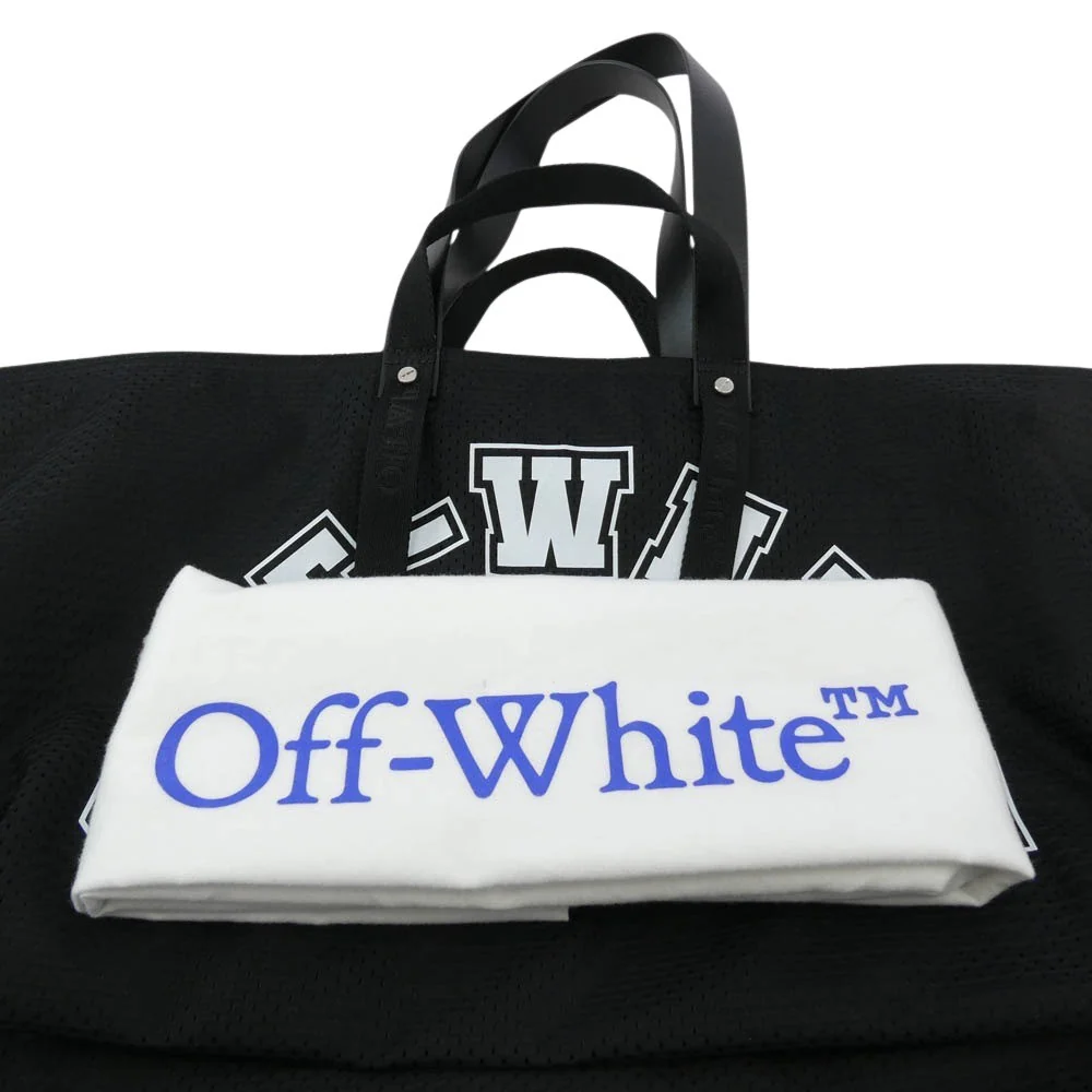 OFF-WHITE オフホワイト DAY OFF BASEBALL ベースボール メッシュ ハンドルレザー トート バッグ ブラック系【中古】 - Image 5