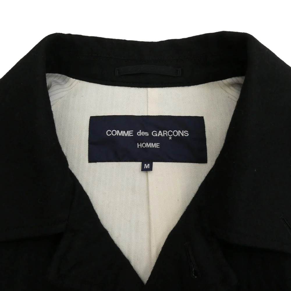 COMME des GARCONS HOMME コムデギャルソンオム 24AW HN-C101 ウールサージ 縮絨 ステンカラー コート ブラック系 M【美品】【中古】 - Image 3