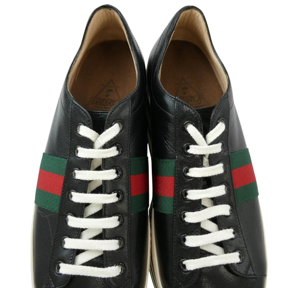 GUCCI グッチ 17SS 452312 Wmns Peggy Platform ペギー プラットフォーム シェリーライン 厚底 レザー スニーカー ブラック系 39【中古】 - Image 5