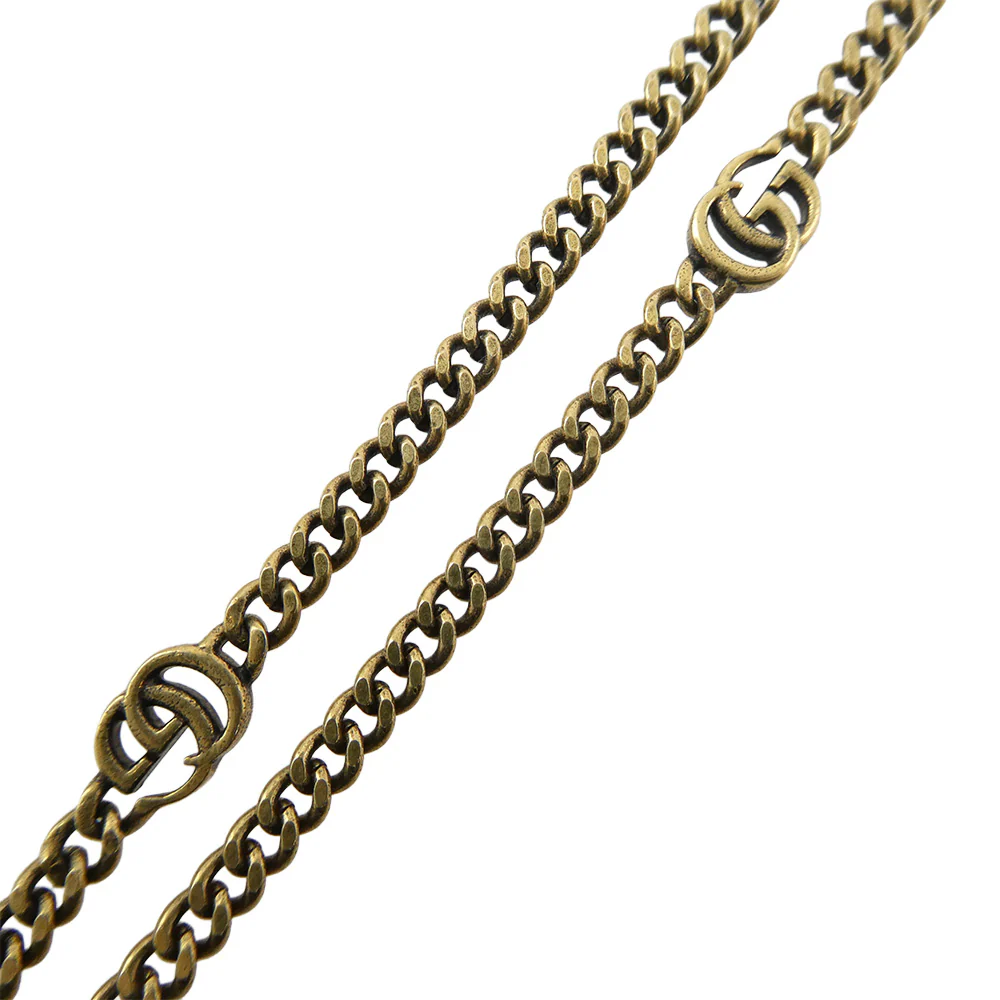 GUCCI グッチ 645675 J1D50 8062 Crystal Double G Necklace クリスタル ダブルG GGマーモント ラインストーン ネックレス ゴールド系 ホワイト系【中古】 - Image 5