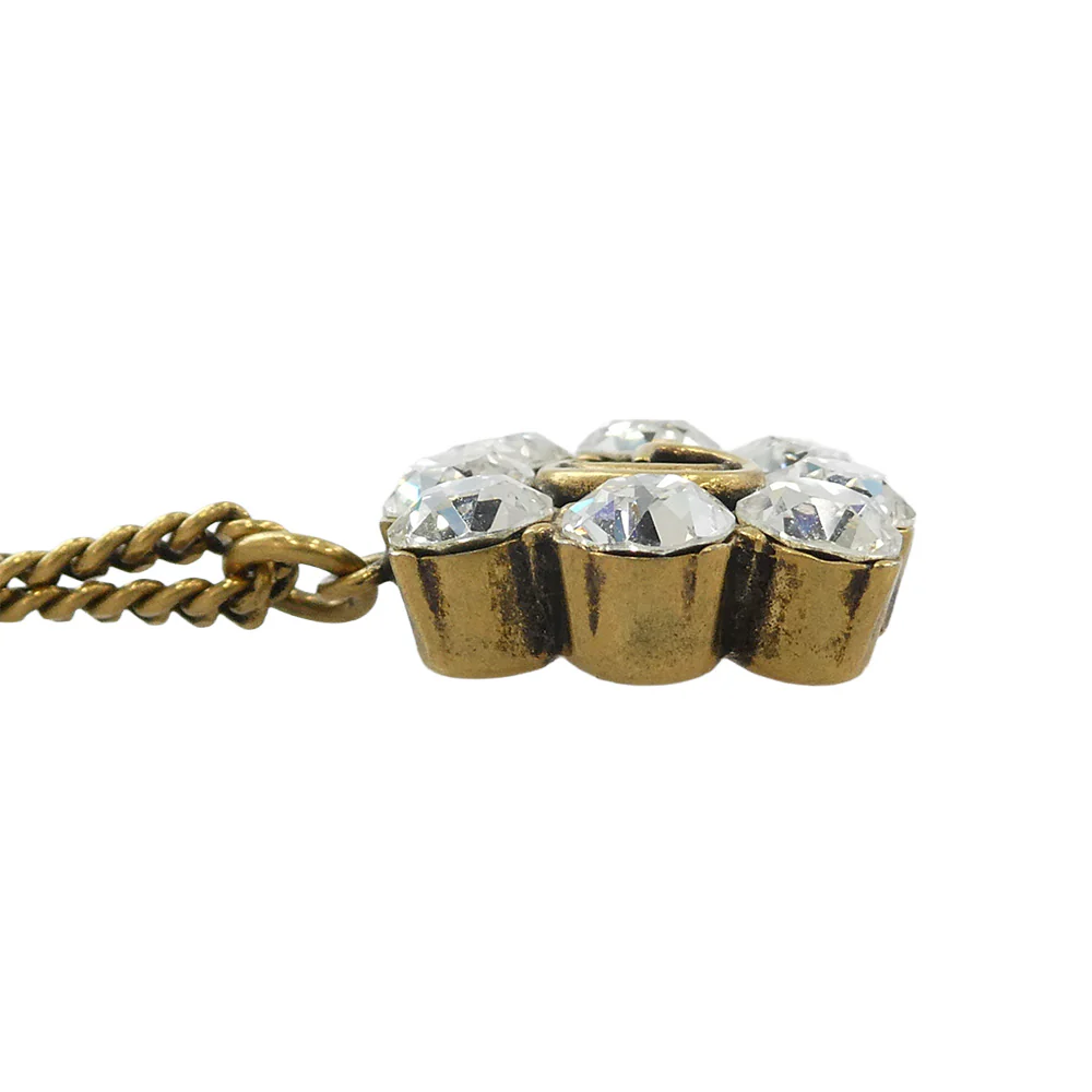 GUCCI グッチ 645675 J1D50 8062 Crystal Double G Necklace クリスタル ダブルG GGマーモント ラインストーン ネックレス ゴールド系 ホワイト系【中古】 - Image 7