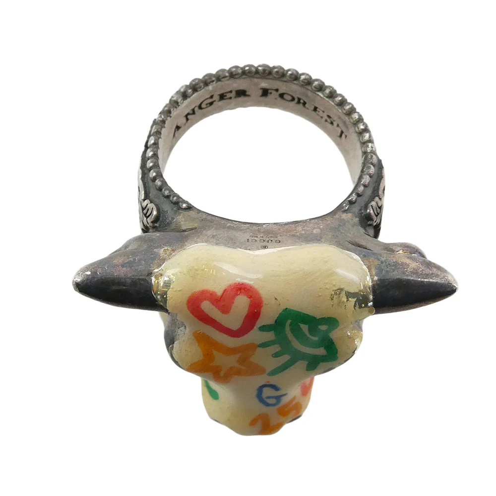 GUCCI グッチ anger forest アンガーフォレスト ブルヘッド エナメル加工 アニマル リング マルチカラー系 22号【中古】 - Image 8