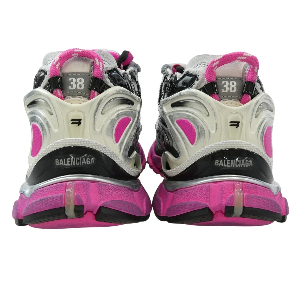 BALENCIAGA バレンシアガ 677402 Runner Sneakers ランナー ダメージ加工 メッシュ レザー ローカットシューズ スニーカー シルバー系 ピンク系 ブラック系 JP/25cm【中古】 - Image 3