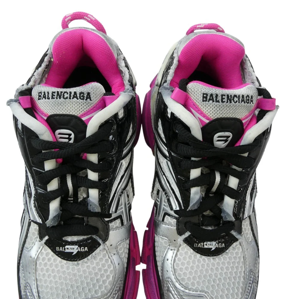 BALENCIAGA バレンシアガ 677402 Runner Sneakers ランナー ダメージ加工 メッシュ レザー ローカットシューズ スニーカー シルバー系 ピンク系 ブラック系 JP/25cm【中古】 - Image 5