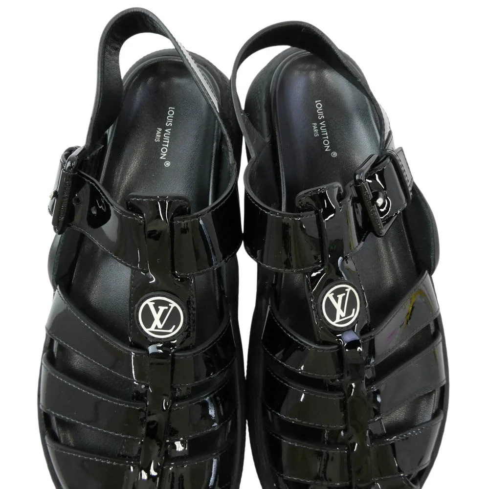 LOUIS VUITTON ルイ・ヴィトン 1AB17J アークライト・ライン パテントレザー LVロゴ サンダル ブラック系 38【中古】 - Image 5