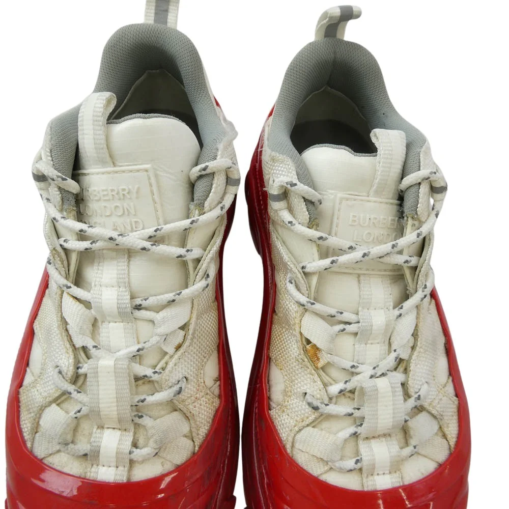 BURBERRY バーバリー LOW TOP SNEAKERS スニーカー ホワイト系 レッド系 37【中古】 - Image 5