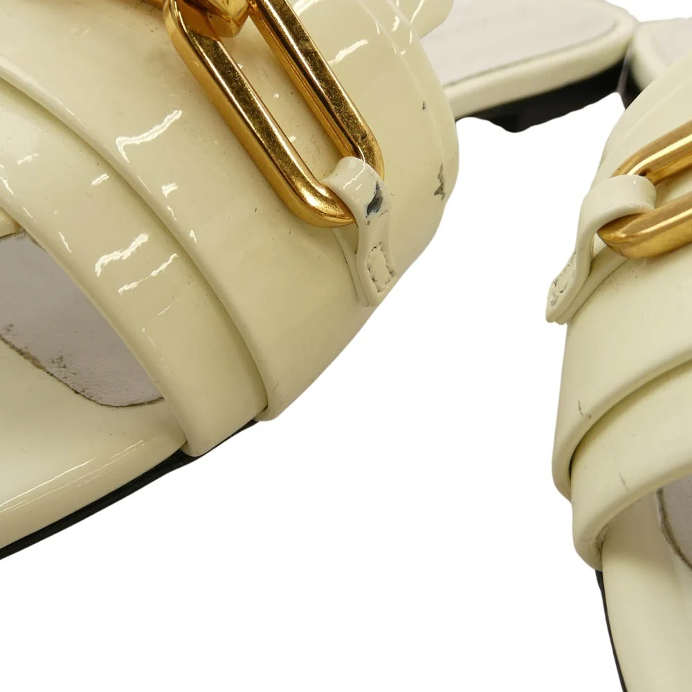 BURBERRY バーバリー チェーン パテントレザー ミュール サンダル オフホワイト系 36【中古】 - Image 8