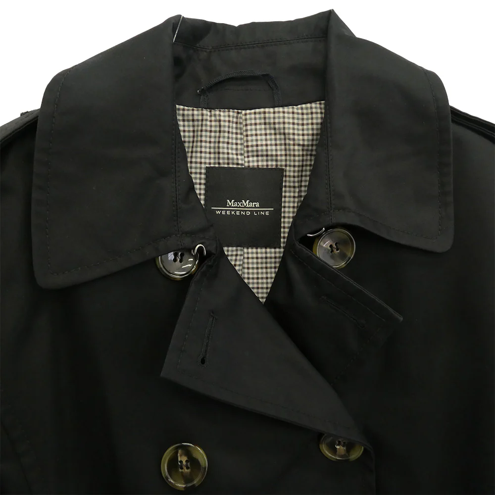 MAX MARA マックスマーラ 50260279 Weekend Line ウィークエンドライン 裏地チェック トレンチコート ブラック系 40【中古】 - Image 3