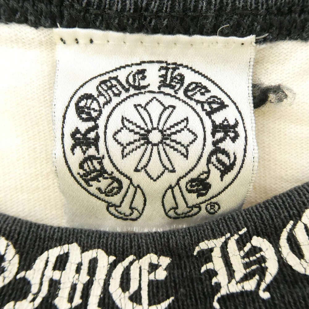 CHROME HEARTS クロムハーツ(原本無) オールド ネックロゴ 袖マルチプリント 七分丈 ラグラン 長袖 Tシャツ ホワイト系 ブラック系 S【中古】 - Image 5