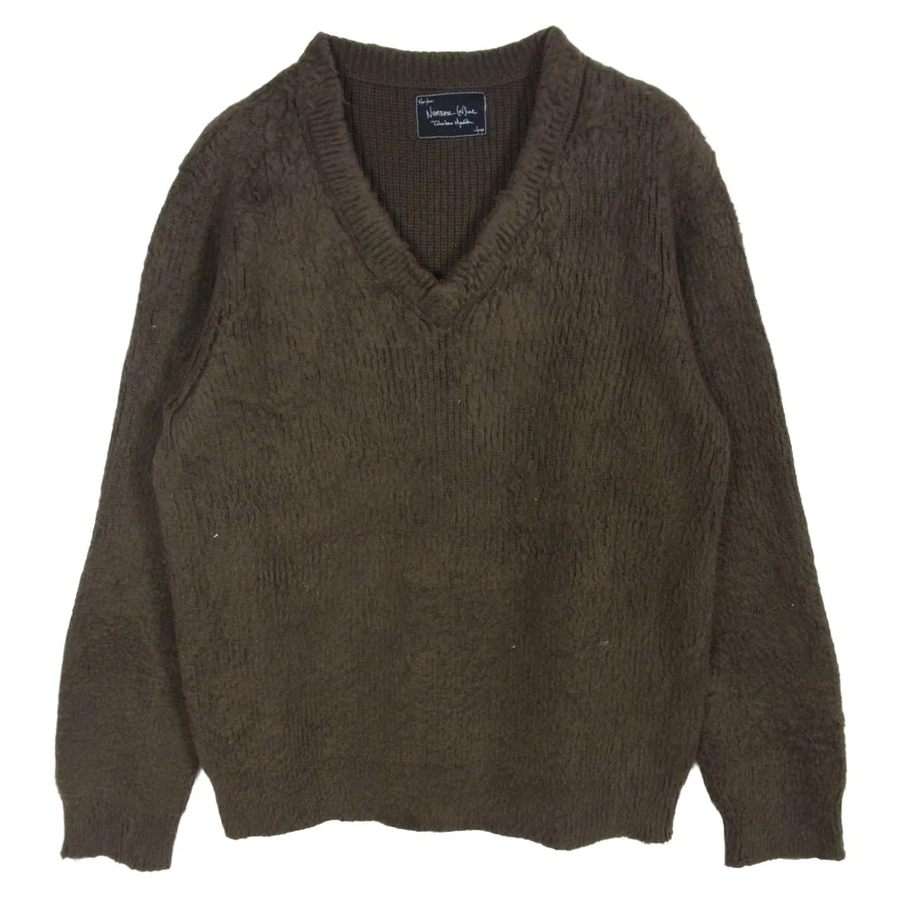 NUMBER(N)INE ナンバーナイン 03AW 宮下貴裕本人期 2003 カート期 KOOKSタグ V-neck pullover Vネック ニット プルオーバー セーター ブラウン系 2【中古】