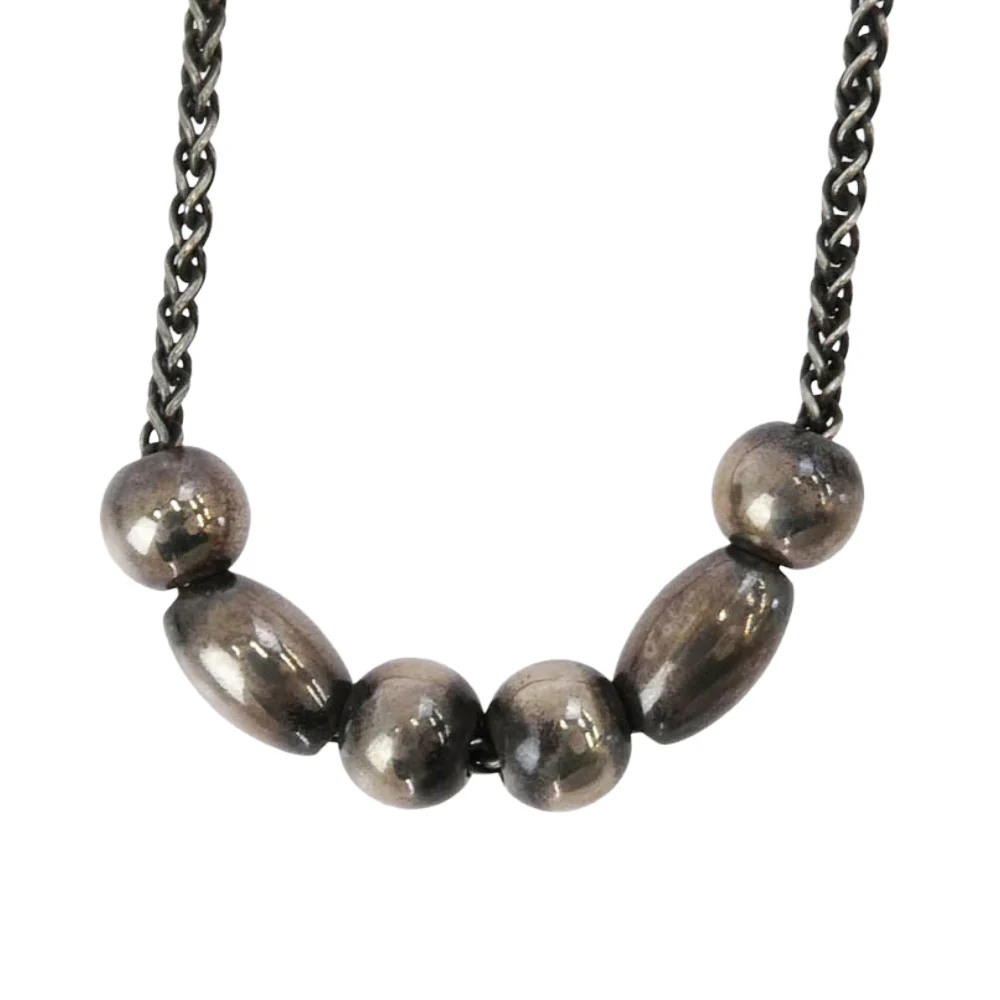 チョロス BEADS NECKLACE 金メタル付きビーズ ネックレス 45cm シルバー系【中古】 - Image 3