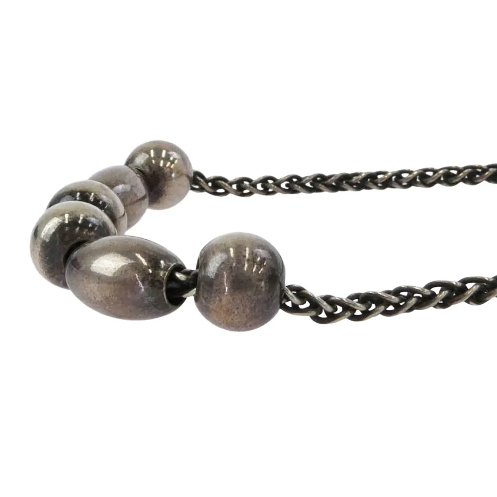 チョロス BEADS NECKLACE 金メタル付きビーズ ネックレス 45cm シルバー系【中古】 - Image 4