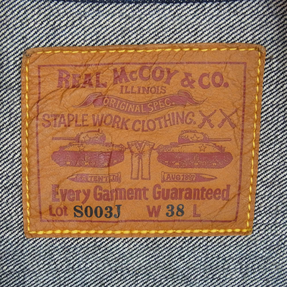 The REAL McCOY'S ザリアルマッコイズ MJ20024 Lot.S003J 大戦モデル デニム ジャケット インディゴブルー系 38【美品】【中古】 - Image 5