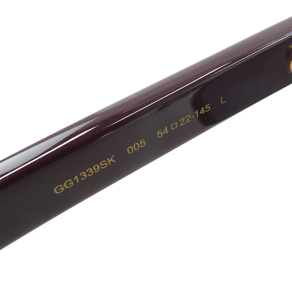 GUCCI グッチ GG1339SK イタリア製 ウェリントン型 アジアンフィット GGメタルロゴ セルフレーム クリングスタイプ サングラス アイウェア エンジ系 54□22-145【中古】 - Image 5