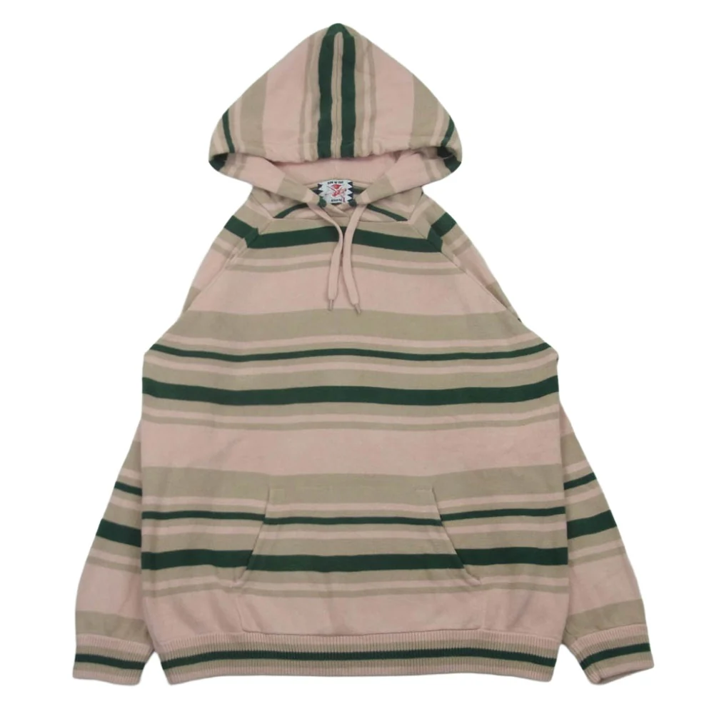 SON OF THE CHEESE サノバチーズ Border hoodie ニット プルオーバー パーカー コットン 中国製 ピンク系 L【中古】