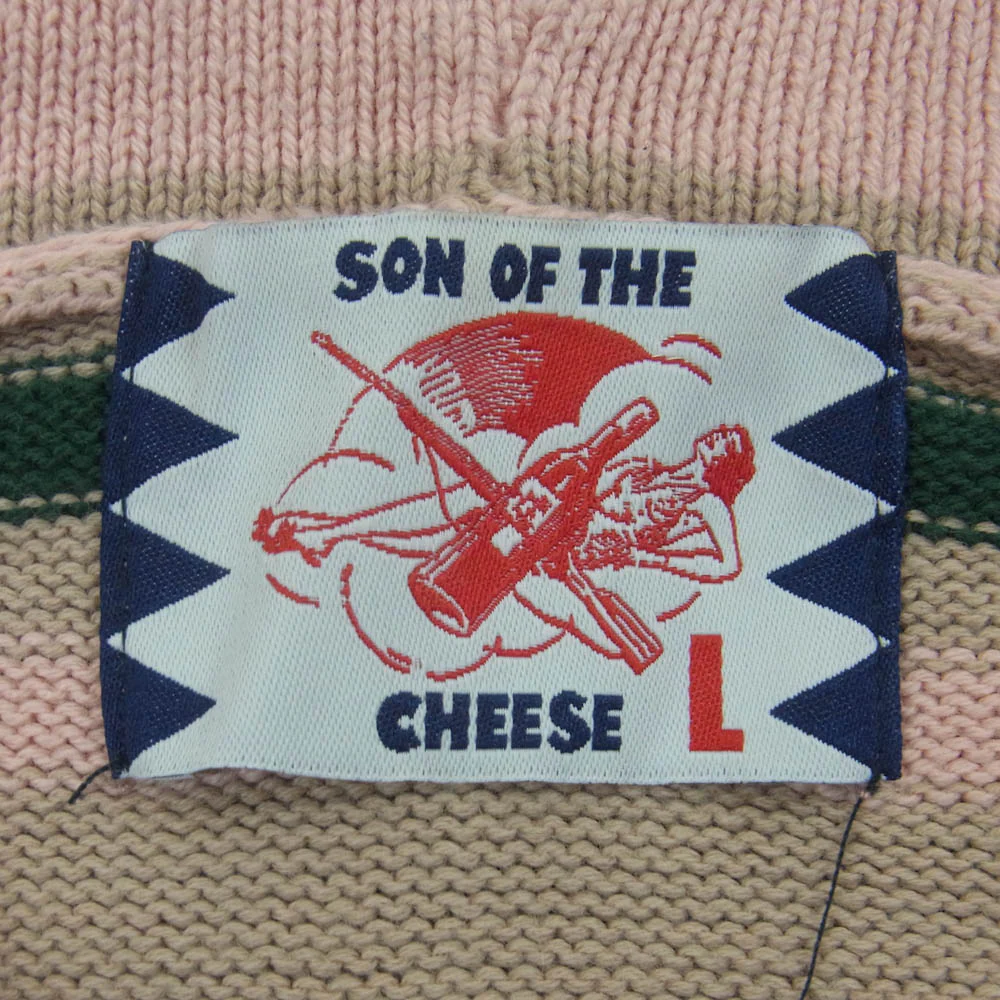 SON OF THE CHEESE サノバチーズ Border hoodie ニット プルオーバー パーカー コットン 中国製 ピンク系 L【中古】 - Image 5