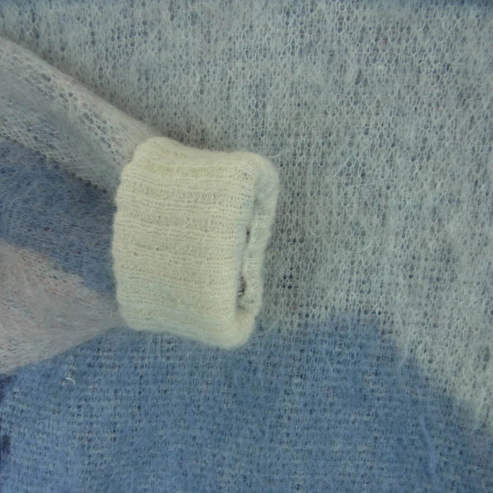 SON OF THE CHEESE サノバチーズ 21AW SC2120-KN01 Water KNIT モヘア ニット グレー系 ライトブルー系 M【中古】 - Image 4