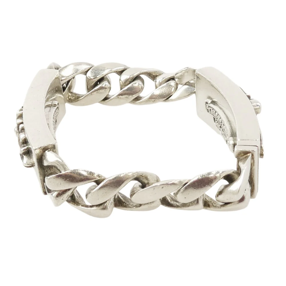 CHROME HEARTS クロムハーツ(原本無) ID DBL FLRL DGGR ダブル ID フローラルクロス ダガー クラシックリンク ブレスレット シルバー系【中古】 - Image 3