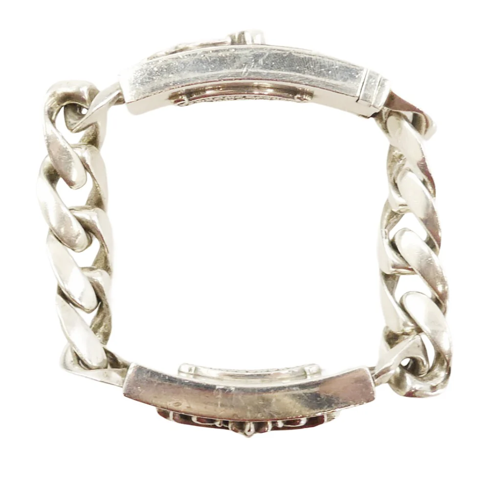 CHROME HEARTS クロムハーツ(原本無) ID DBL FLRL DGGR ダブル ID フローラルクロス ダガー クラシックリンク ブレスレット シルバー系【中古】 - Image 4