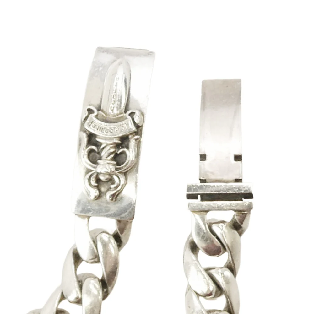 CHROME HEARTS クロムハーツ(原本無) ID DBL FLRL DGGR ダブル ID フローラルクロス ダガー クラシックリンク ブレスレット シルバー系【中古】 - Image 6