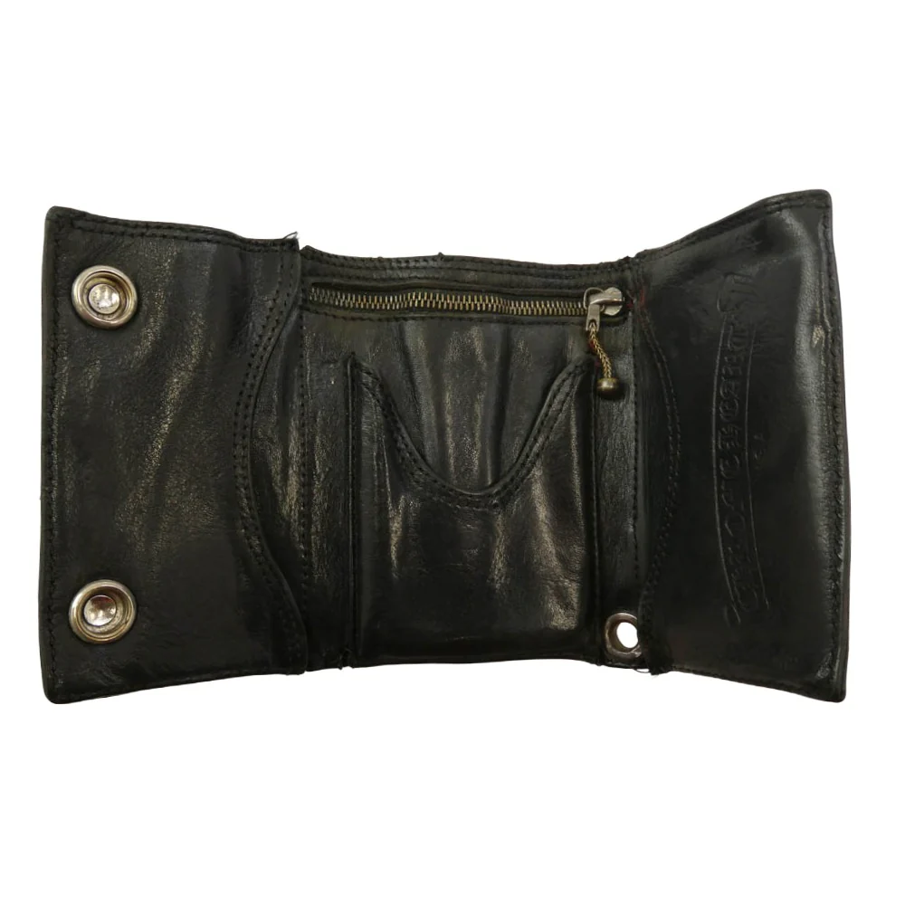 CHROME HEARTS クロムハーツ(原本無) 3FOLD 3フォールド レザー ウォレット フローラルボタン 財布 ブラック系【中古】 - Image 4