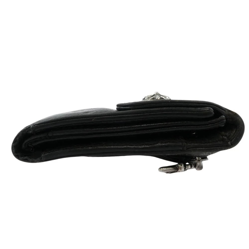CHROME HEARTS クロムハーツ(原本無) WAVE WALLET ウェーブ ウォレット クロスボールボタン ダガージップ レザー長財布 ブラック系【中古】 - Image 3