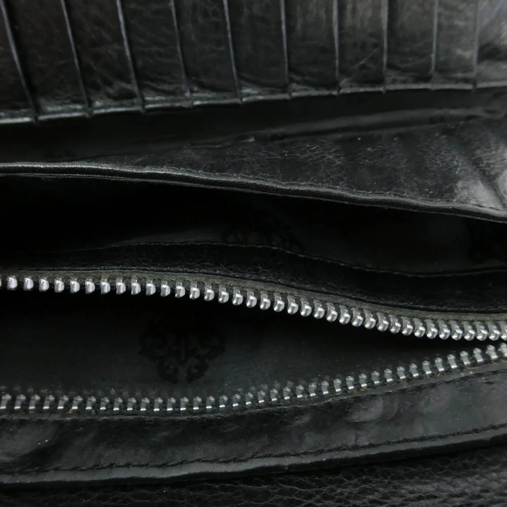CHROME HEARTS クロムハーツ(原本無) WAVE WALLET ウェーブ ウォレット クロスボールボタン ダガージップ レザー長財布 ブラック系【中古】 - Image 7