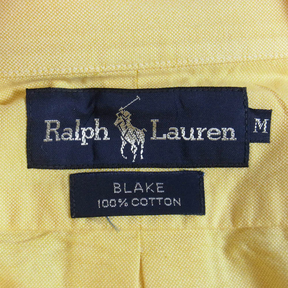 RALPH LAUREN ラルフローレン BLAKE ロゴ刺繍 ボタンダウン 半袖 シャツ イエロー系 M【中古】 - Image 4