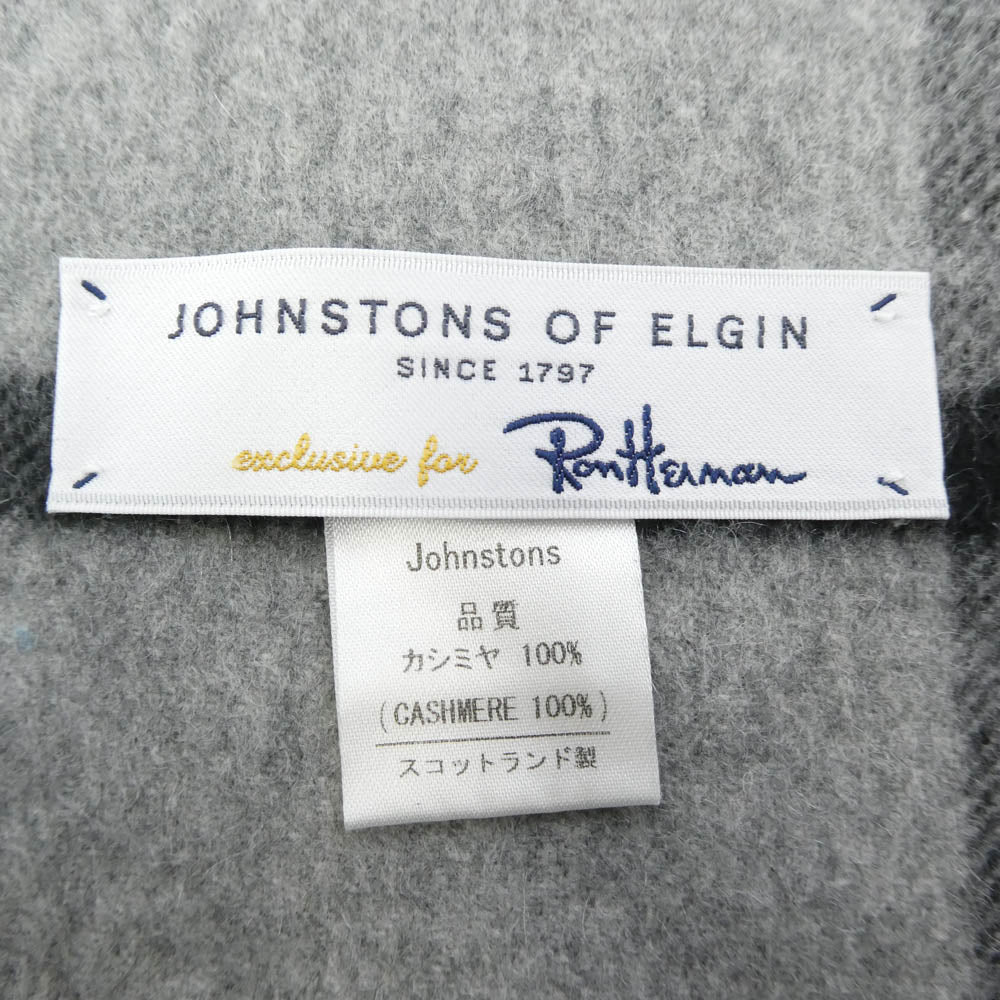 Johnstons of Elgin ジョンストンズ オブ エルガン Ron Herman ロンハーマン別注 カシミヤ 大判 フリンジ マフラー ストール グレー系【中古】 - Image 3