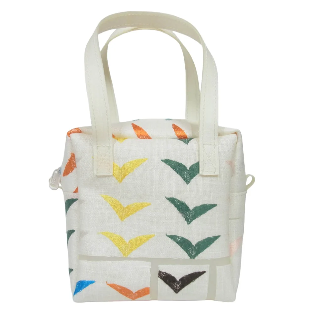 mina perhonen ミナペルホネン × Luisa C bird CUBE BAG ルイザC バード キューブ ハンド バッグ M ホワイト系【中古】 - Image 2