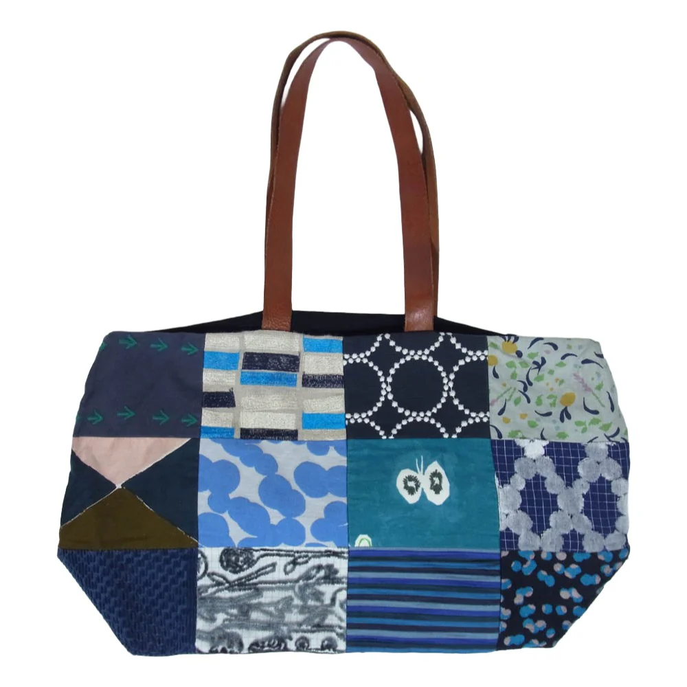 mina perhonen ミナペルホネン pi0001 piece bag パッチワーク ピース トート バッグ ブルー系【中古】 - Image 2