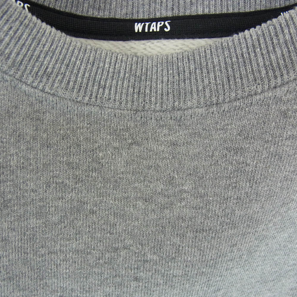 WTAPS ダブルタップス 25AW 252ATDT-CSM05 SWEATER COTTON ロゴ刺繡 クルーネック スウェット トレーナー グレー系 X01【中古】 - Image 3